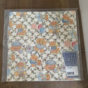 Creative Papers Vintage Gift Wrap Wrapping Paper Denim Bears NOS